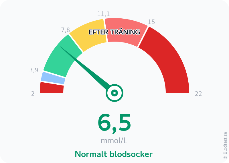 Blodsocker 6,5 mmol/L efter träning – normalt blodsocker – visuell mätare