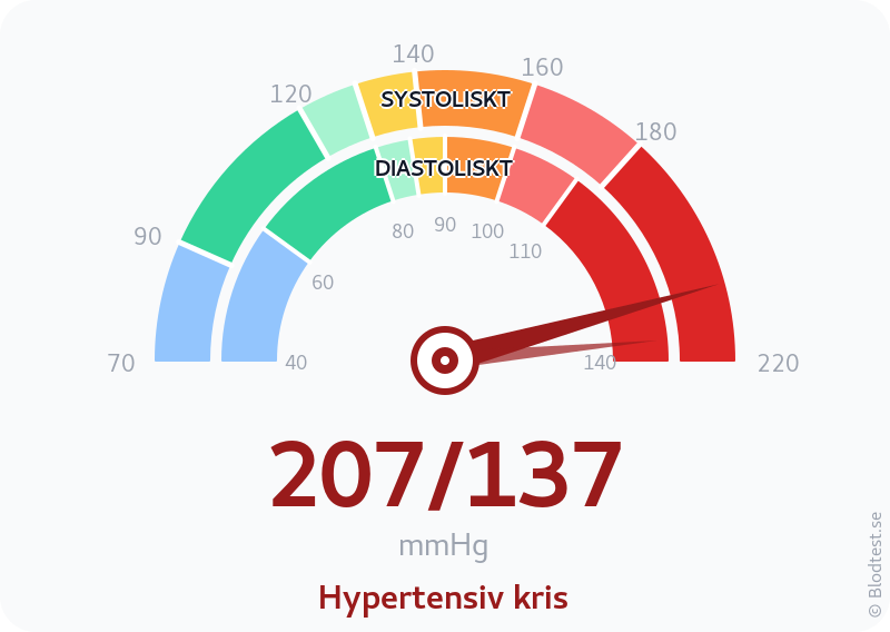 Blodtryck 207 över 137 – hypertensiv kris – visuell mätare