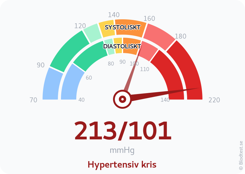 Blodtryck 213 över 101 – hypertensiv kris – visuell mätare