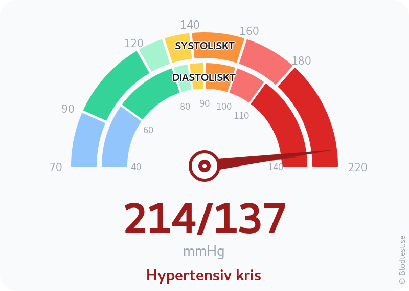 Blodtryck 214 över 137 – hypertensiv kris – visuell mätare