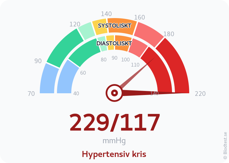 Blodtryck 229 över 117 – hypertensiv kris – visuell mätare