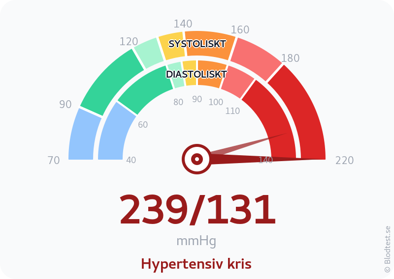 Blodtryck 239 över 131 – hypertensiv kris – visuell mätare