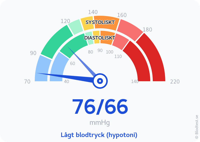 Blodtryck 76 över 66 – lågt blodtryck (hypotoni) – visuell mätare