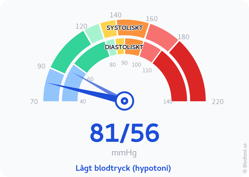 Blodtryck 81 över 56 – lågt blodtryck (hypotoni) – visuell mätare