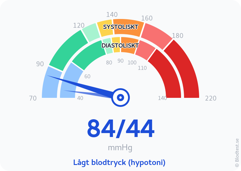 Blodtryck 84 över 44 – lågt blodtryck (hypotoni) – visuell mätare