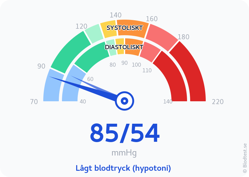 Blodtryck 85 över 54 – lågt blodtryck (hypotoni) – visuell mätare