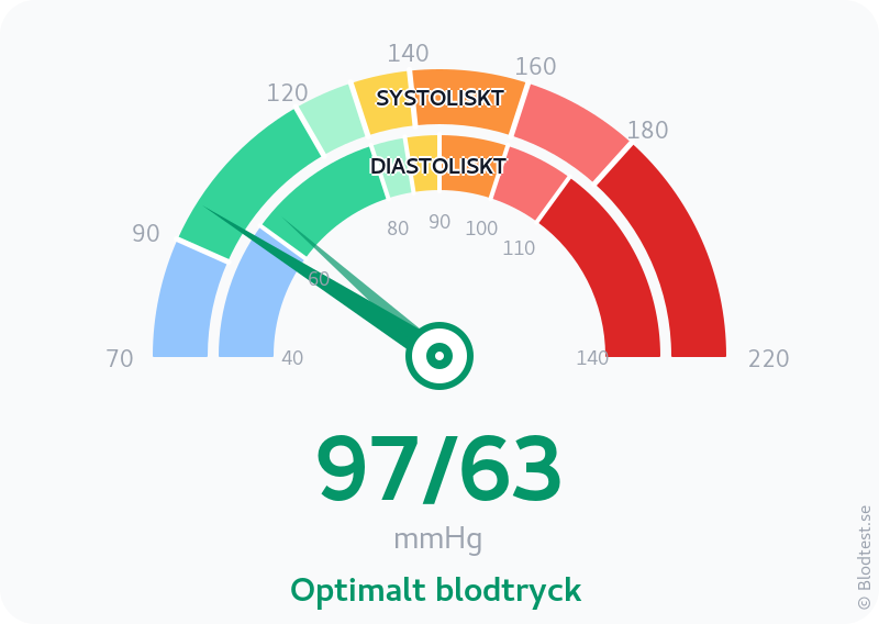 Blodtryck 97 över 63 – optimalt blodtryck – visuell mätare